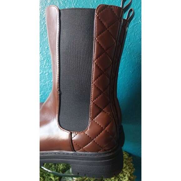 Liliana Dreamer Quilted Chelsea Mid Calf Boots In Brown Womens Size 9 - Picture 4 of 9